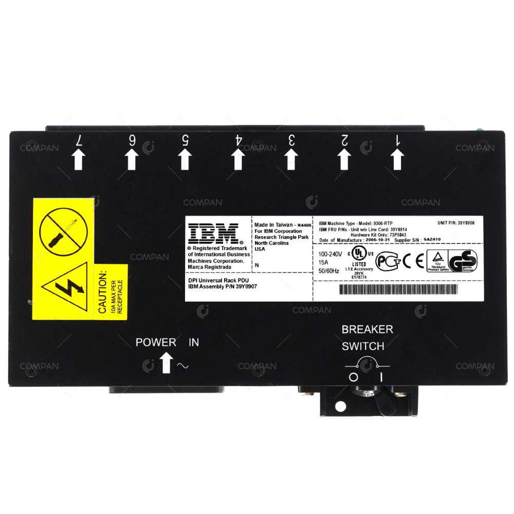 39Y8914 IBM PDU INPUT 1X C20 OUTPUT 7X C13